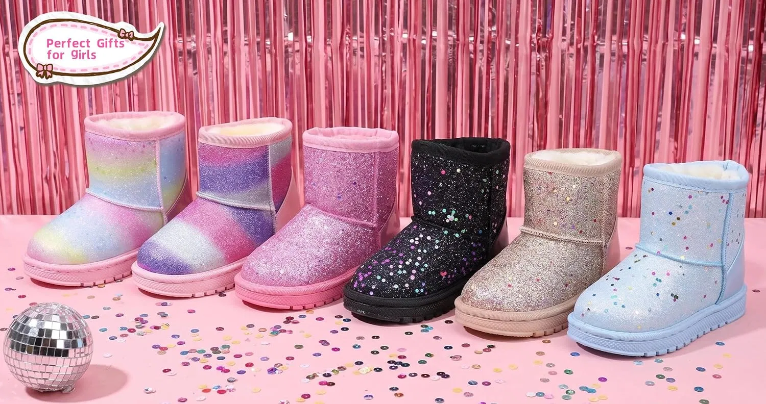 Детские сапоги для девочек с блестками и пайетками Snow Boots Elcssuy, Rainbow Sequins — фото 3