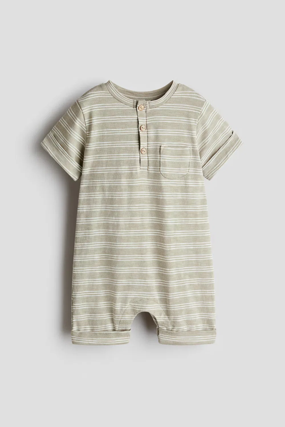 Хлопковый комбинезон с принтом H&M, Helles Khakigrün/Gestreift