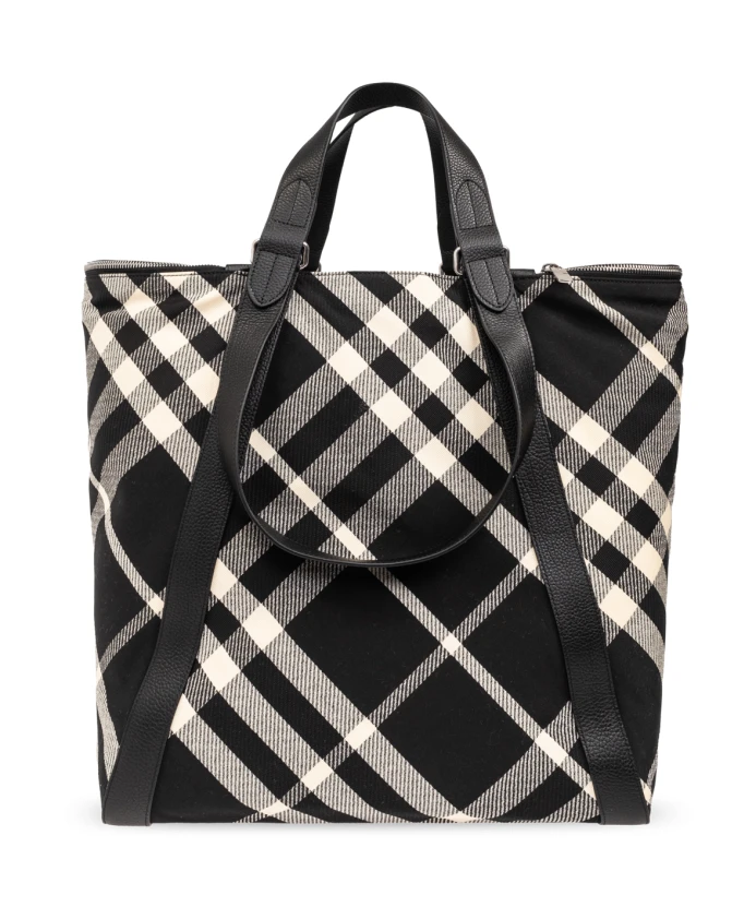

Клетчатая сумка шоппер Burberry, черный