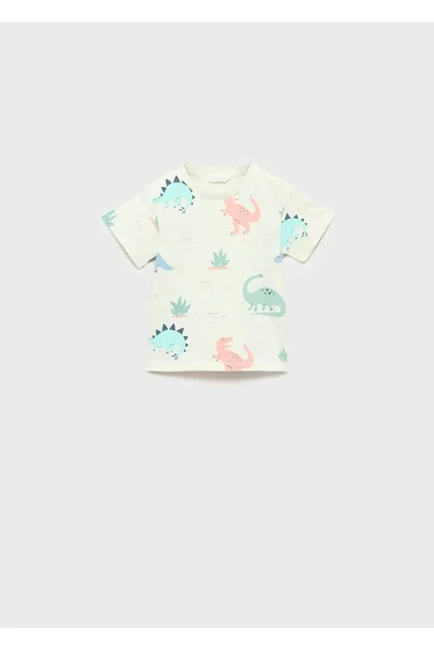 Детская хлопковое футболка с принтом Mango Baby, Pastel Green