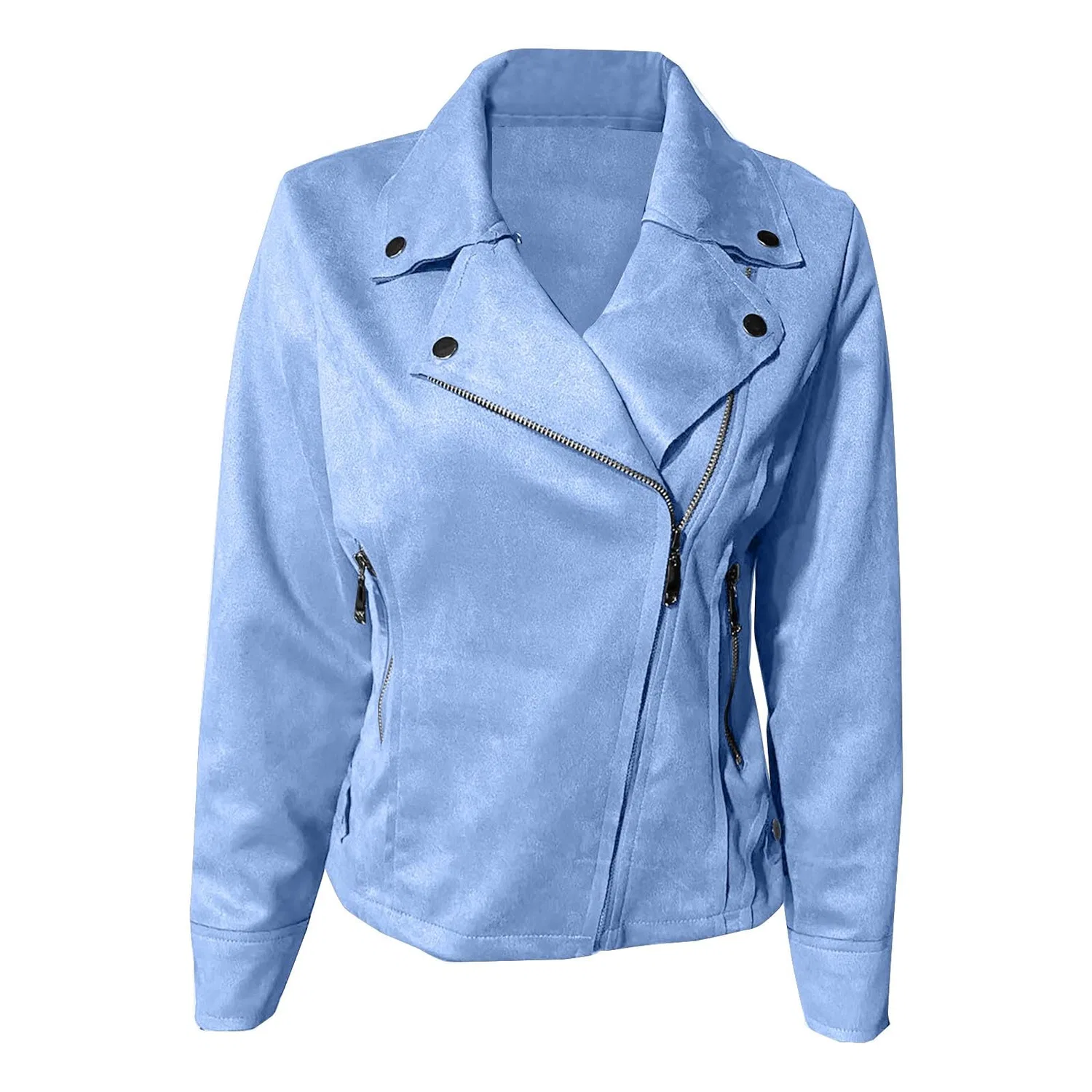 Женская куртка из экокожи с длинным рукавом, Z11 Blu Cielo — фото 3