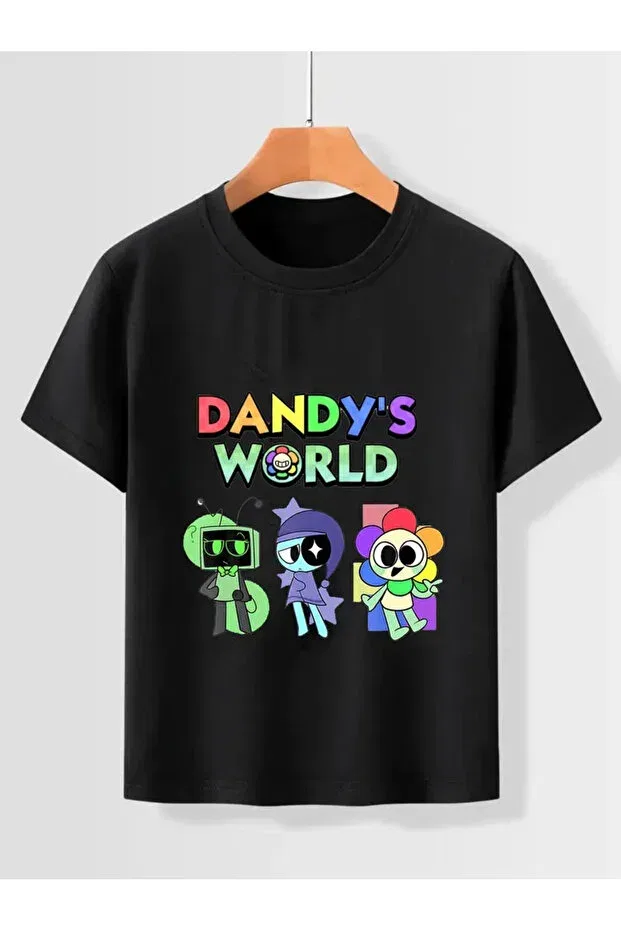 Детская футболка для девочек с принтом Dandys World Cartoon Print Galashop, Siyah