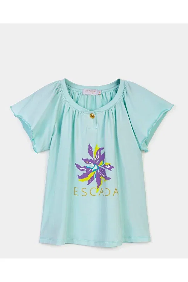 Детская футболка с принтом для девочек Escada, Turquoise