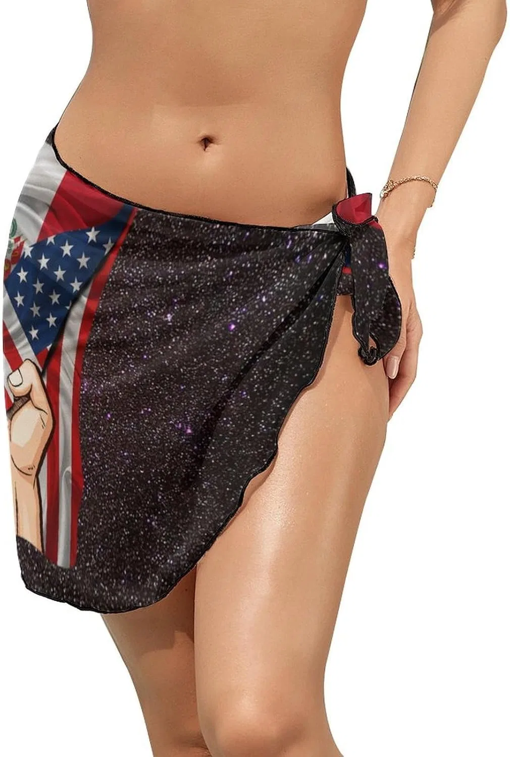 Женский пляжный саронг из шифона с флагом Америки и Перу, Generic, America Peru Flag