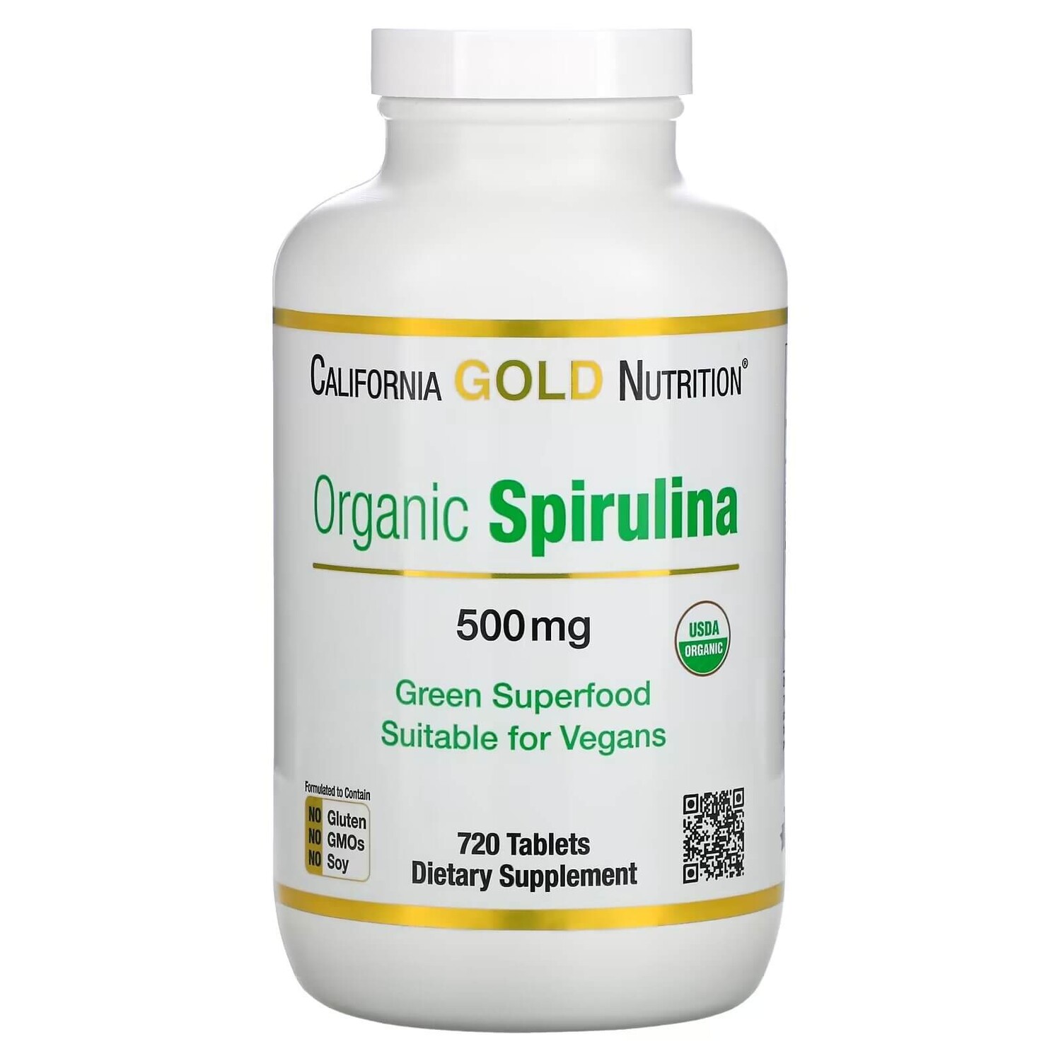 

Спирулина 500 мг California Gold Nutrition, 720 таблеток