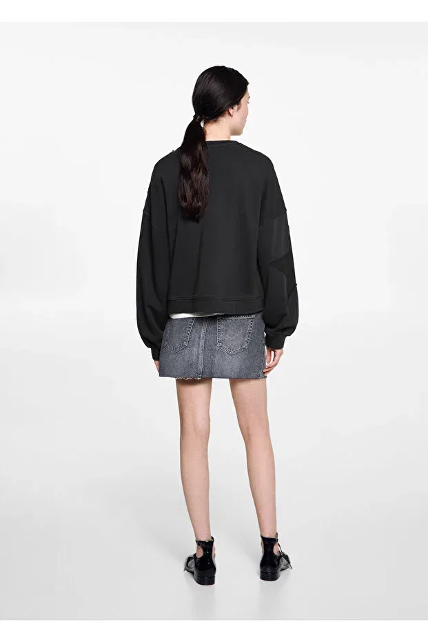 Детское худи для девочек с принтом Mango, Charcoal Color — фото 3