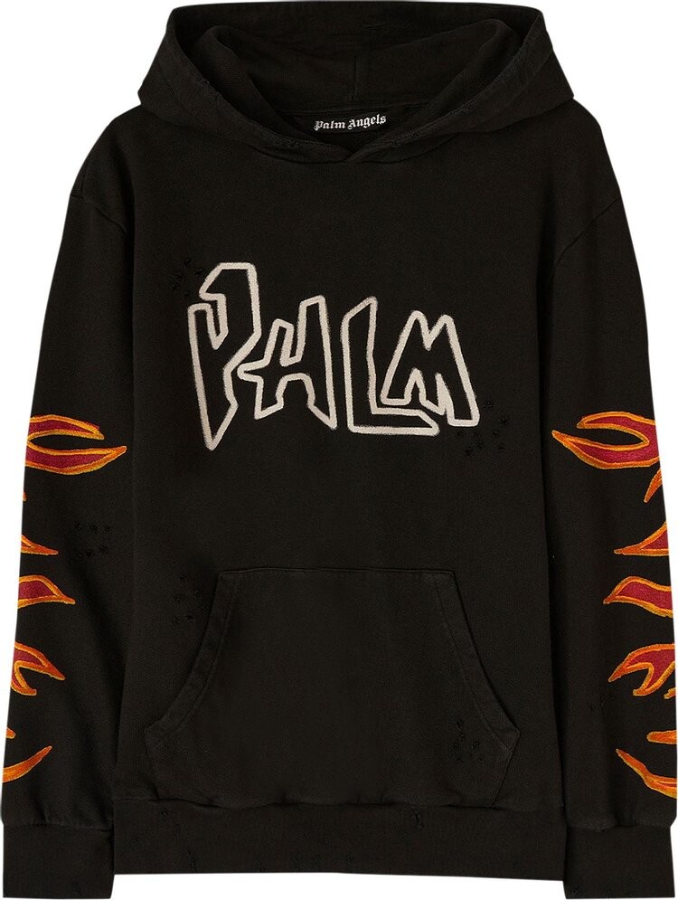 

Худи Palm Angels Graffiti Flames Hoody 'Black/White', черный