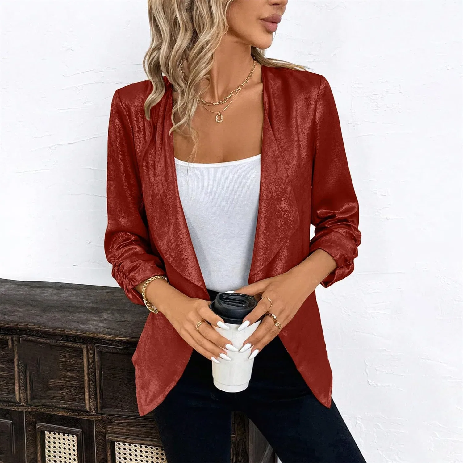 Женское блестящее пальто с пайетками и длинным рукавом, Vino — фото 2