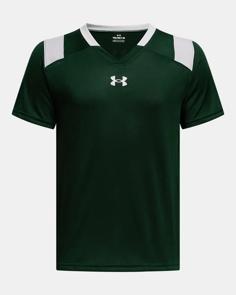Детская спортивная футболка из дышащей сетки UA Big Win Flag UnderArmour, Forest Green/White
