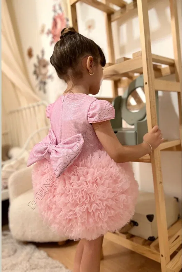 Детское платье для девочек с коротким рукавом Penu Baby Kids, Pink — фото 3