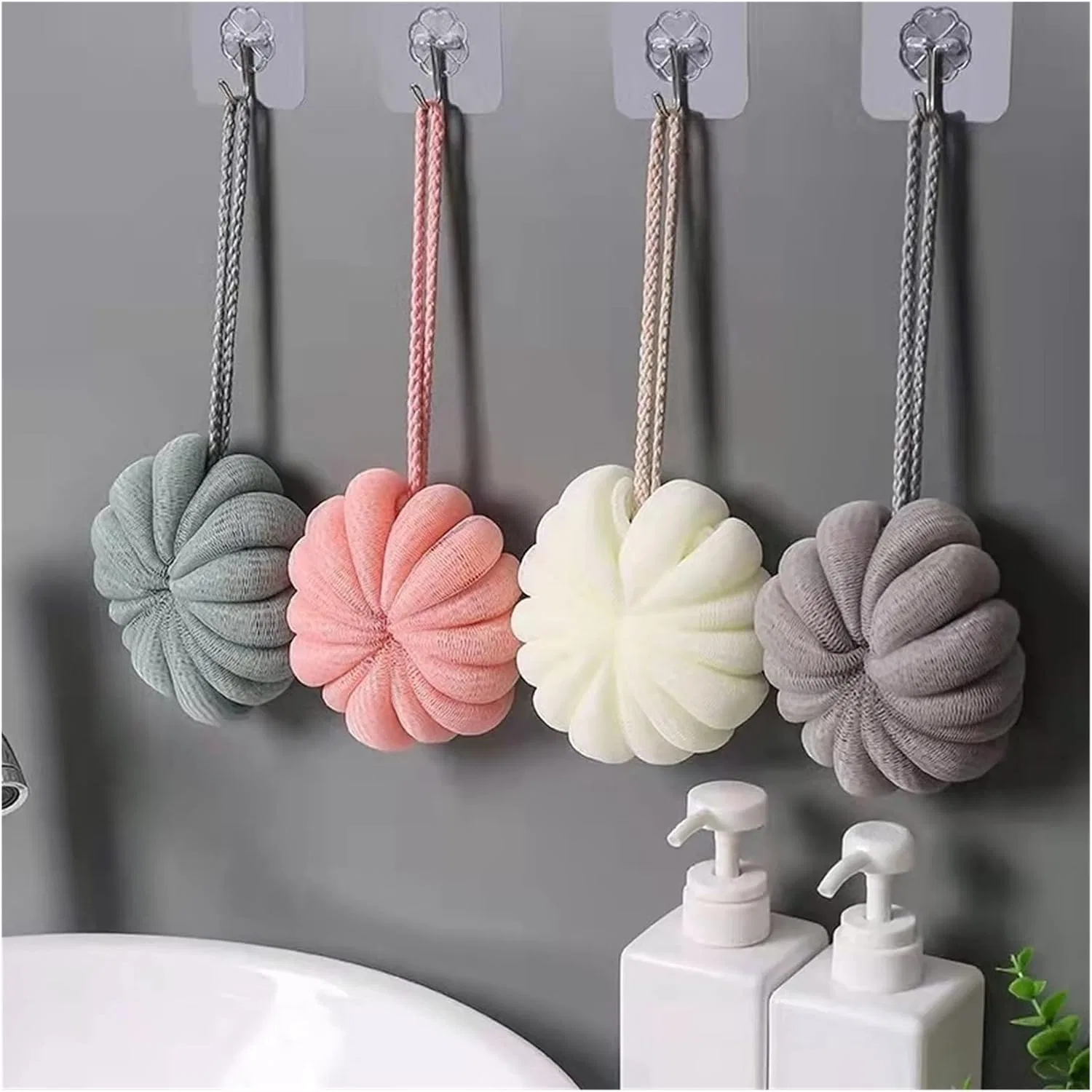 Мочалка для душа, ZZSRJ, 1 шт, 10 см, Bath Ball Gray — фото 2