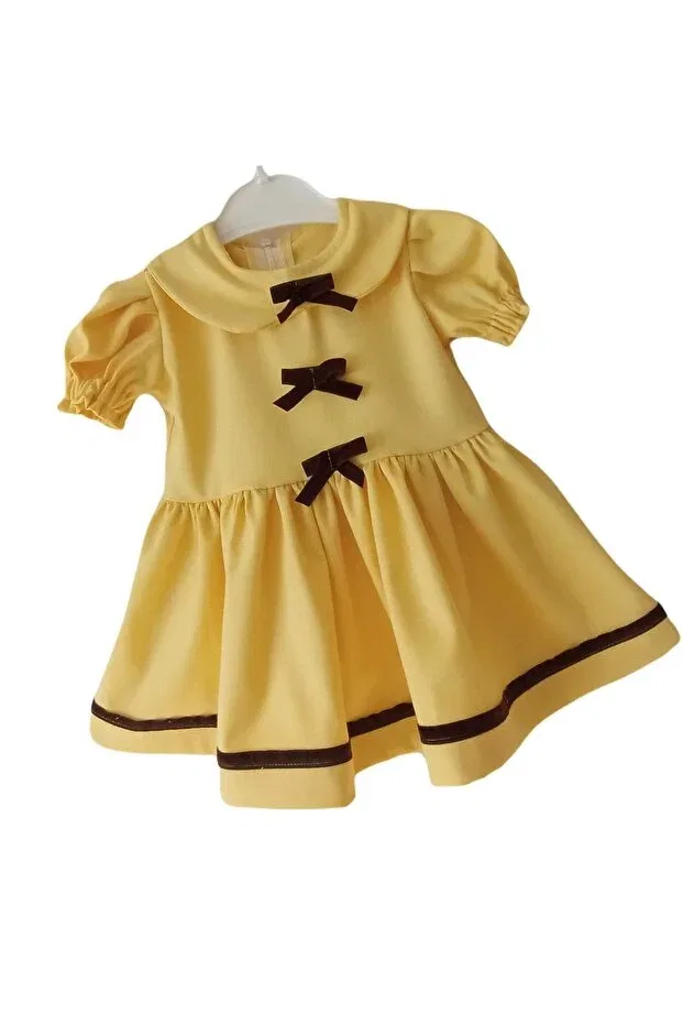 Детское платье для девочек с коротким рукавом Moms And Babies, Yellow — фото 4