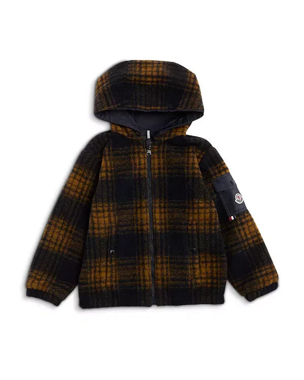 Детская куртка для мальчиков с капюшоном Aubrac Plaid Moncler, темно-синий