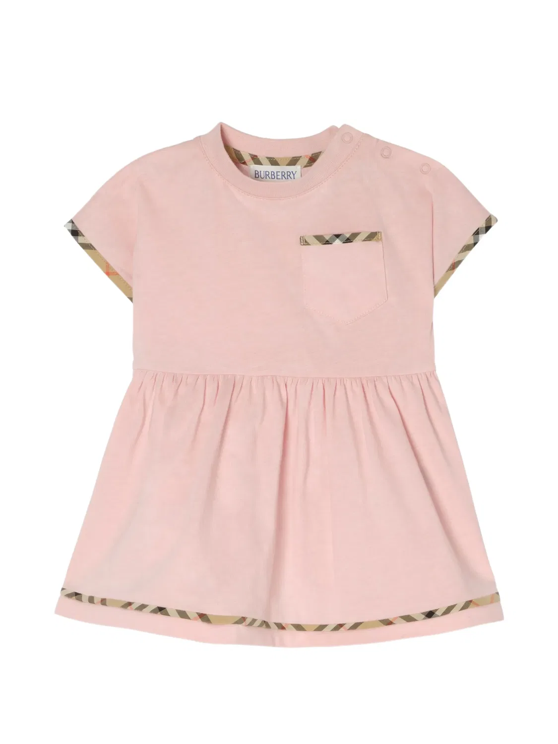 Комплект из платья и блумеров в клетку Burberry Kids, розовый — фото 2