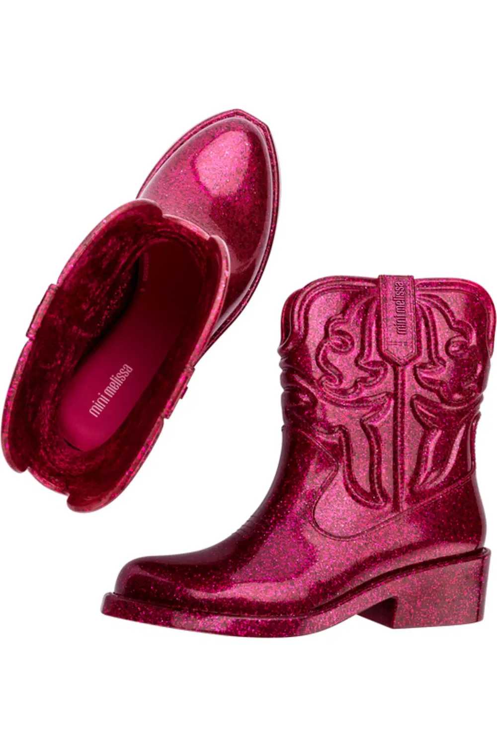 Детские сапоги вестерн с фруктовым ароматом Texas Western Boot Mini Melissa, Glitter Pink — фото 3