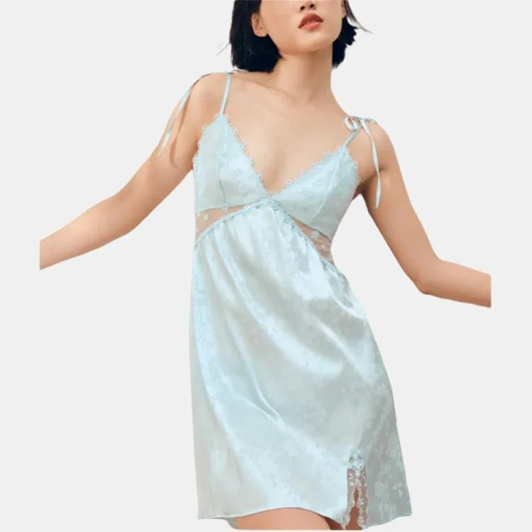 Женская ночная рубашка с кружевом Victoria's Secret, Baroque Blue — фото 3