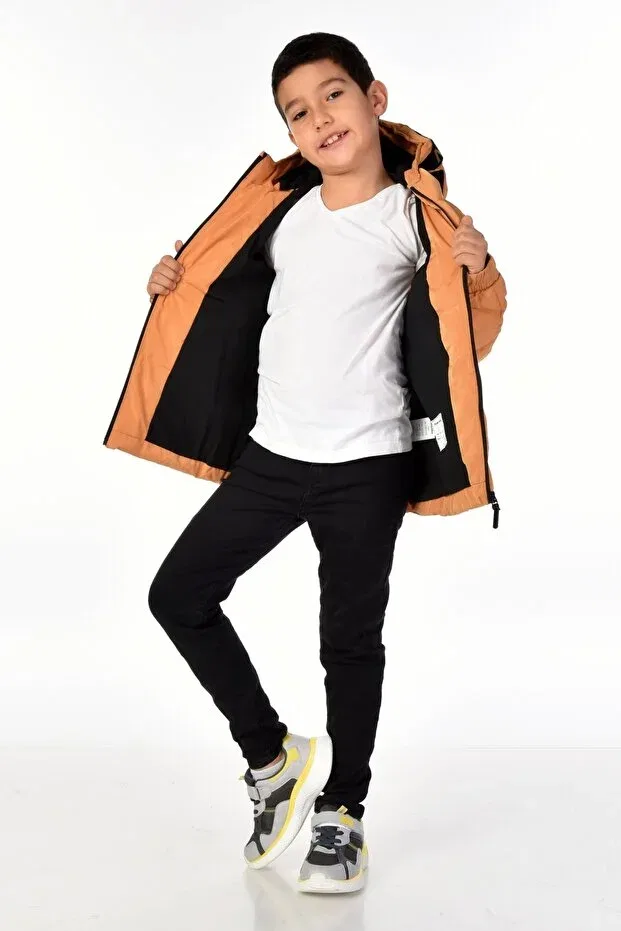 Детское пальто для мальчиков с капюшоном Benitto Kids, Yellow — фото 3