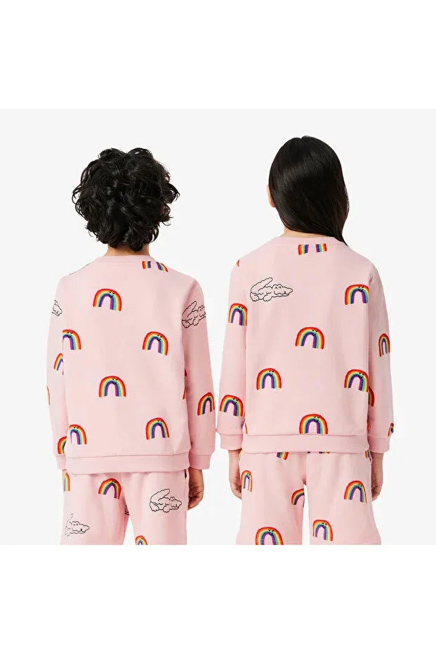 Детские свитшот для девочек с принтом Lacoste, Wir-Pembe — фото 3