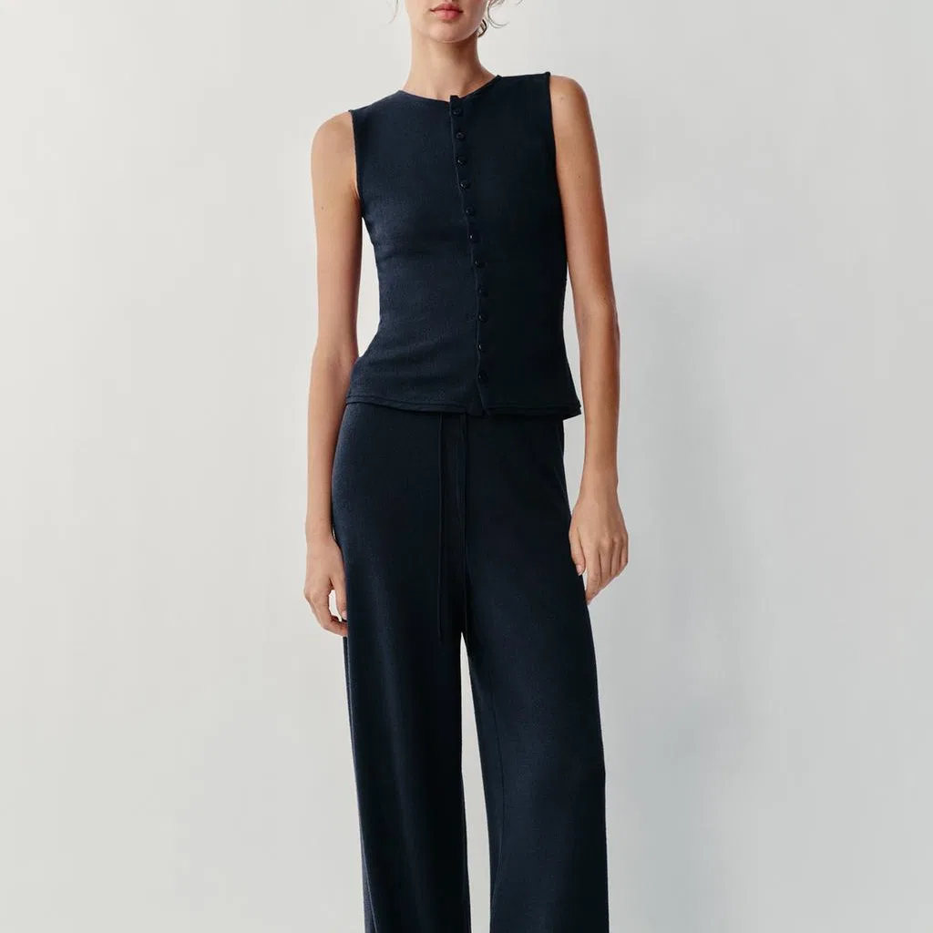 Женский топ-майка с круглым вырезом Sea Blue ZARA, Sea Blue — фото 4