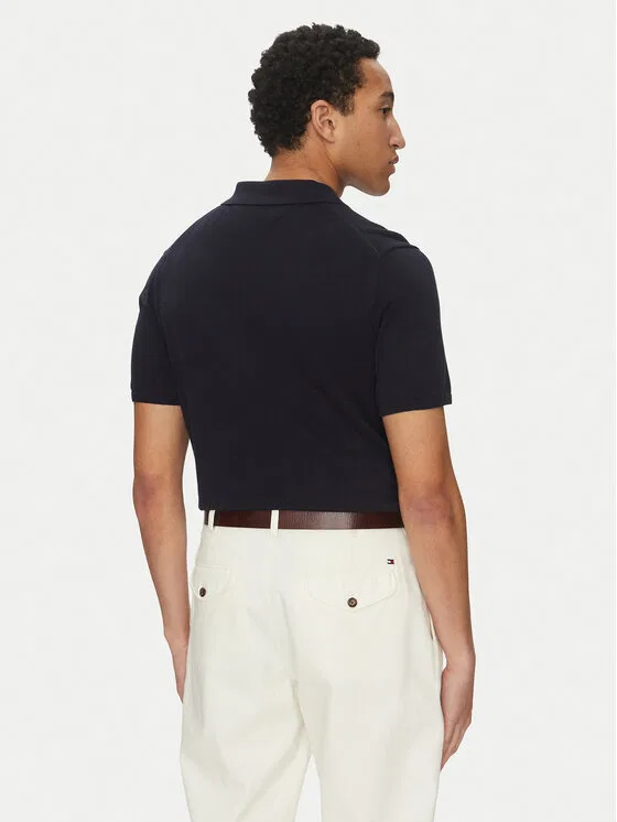 Поло regular fit Essential Tommy Hilfiger, темно-синий — фото 3
