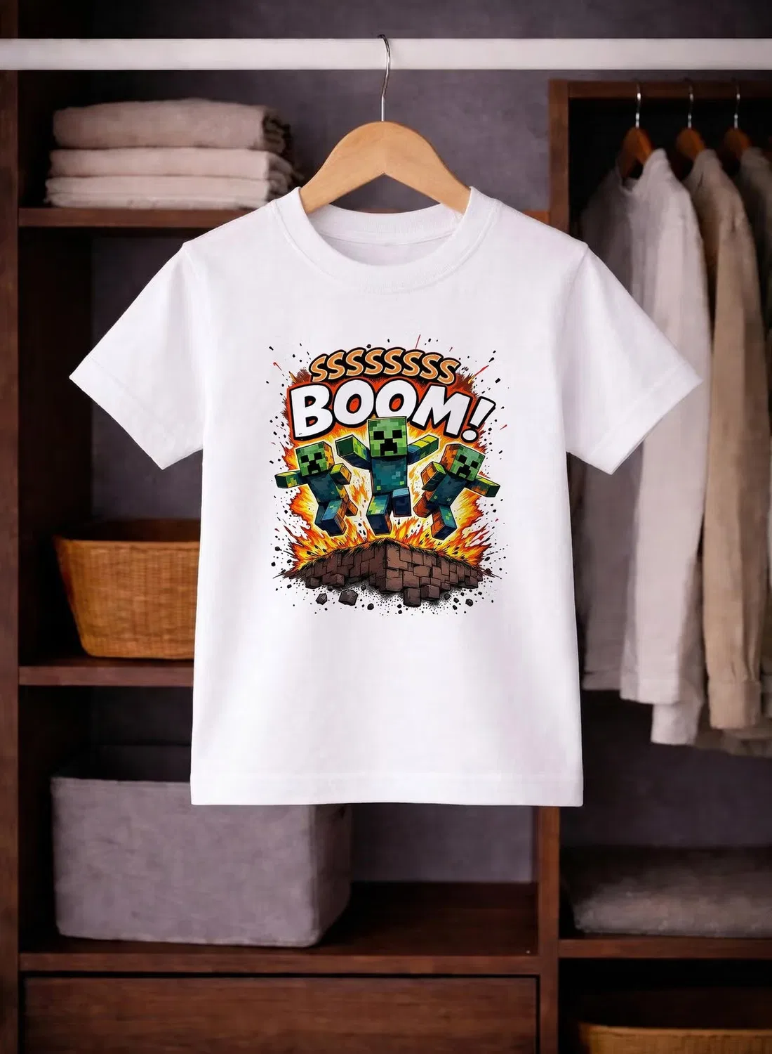 Футболка детская с принтом Pixel Boom Video Game Explosion Funkaar, белый — фото 3