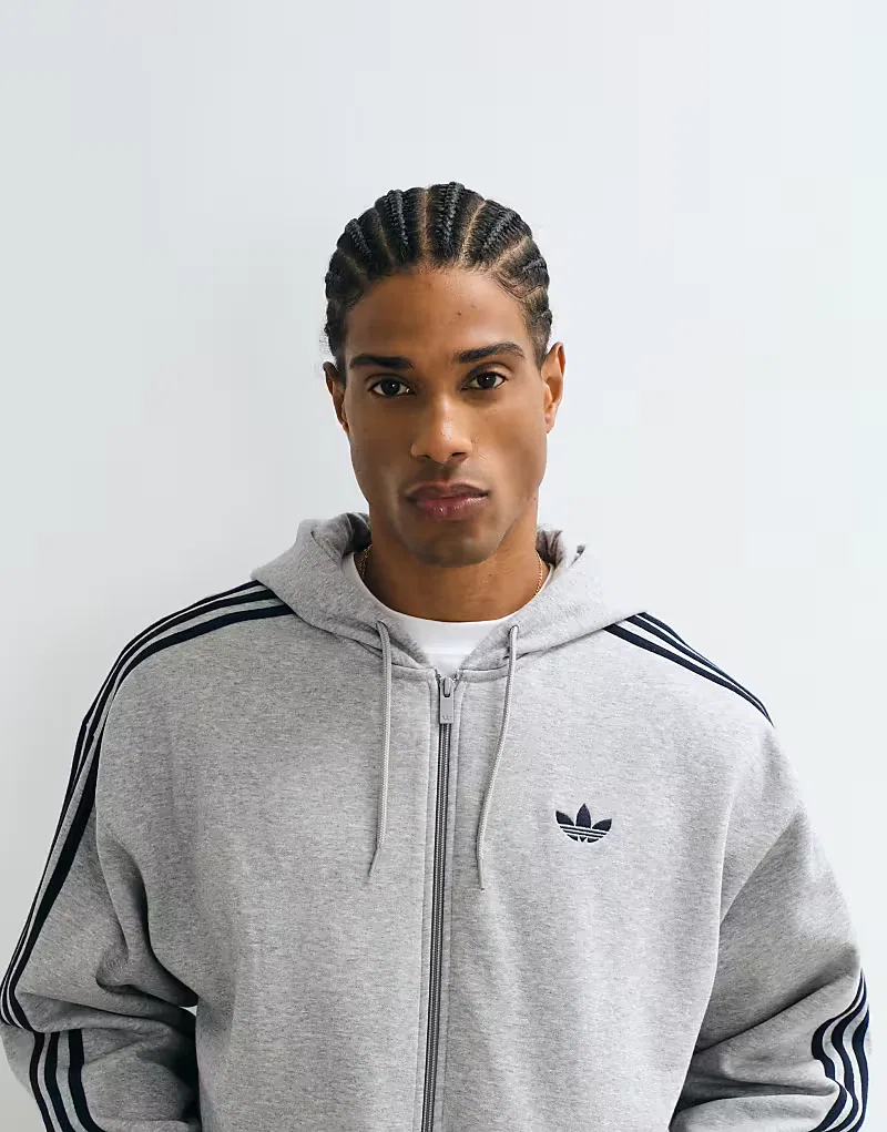 Толстовка Adidas Originals на молнии свободного кроя, серый — фото 3