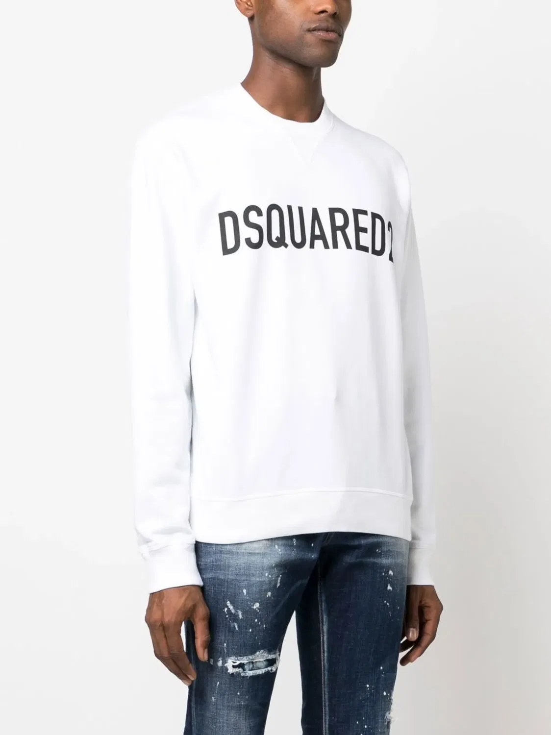 Свитшот с логотипом на круглом вырезе DSQUARED2, белый — фото 2