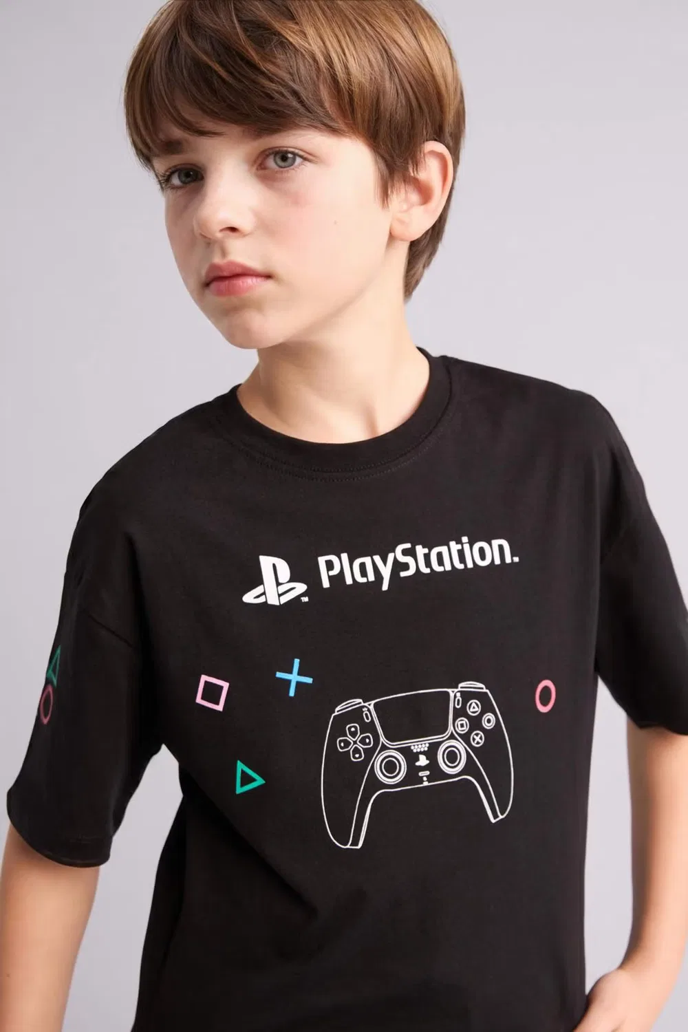 Футболка оверсайз с принтом PlayStation Defacto, черный