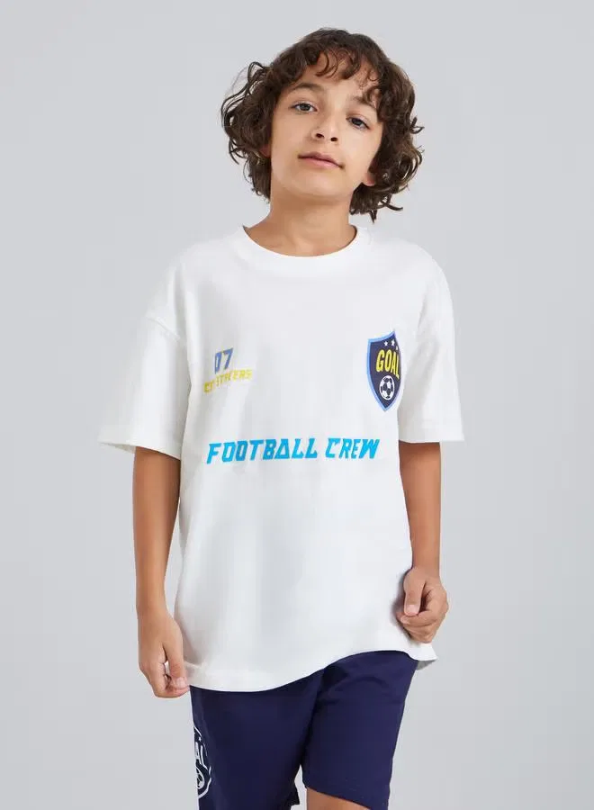Комплект футболка и шорты с футбольным принтом Football Crew Styli, синий — фото 2