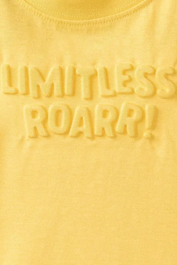 Детская футболка с принтом для мальчиков Regular fit embossed patterned short sleeve yellow t-shirt baby boy h8219a526hs Defacto, Yellow-yl268 — фото 2