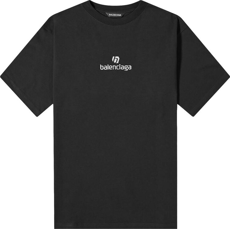 

Футболка Balenciaga Sponsor Medium Fit T-Shirt 'Black/Chalky White', черный