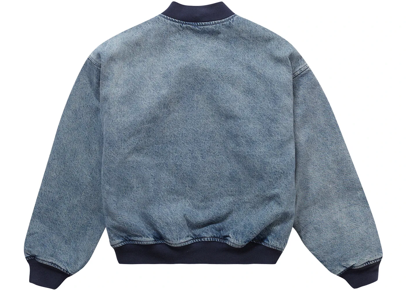 Мужская джинсовая куртка-варсити с принтом Supreme, Washed Blue — фото 3