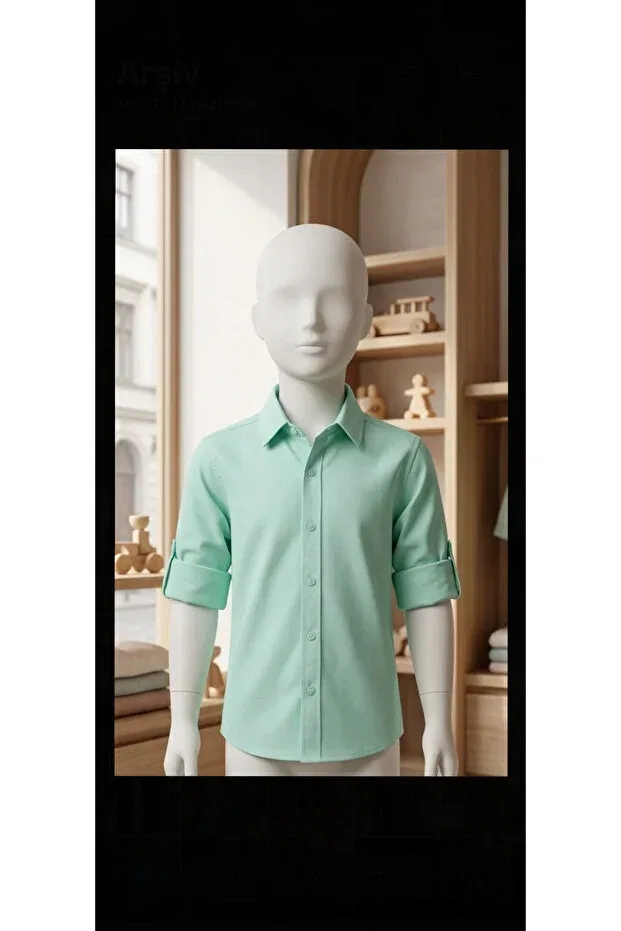 Детская рубашка для мальчиков с длинным рукавом Ares, Water Green