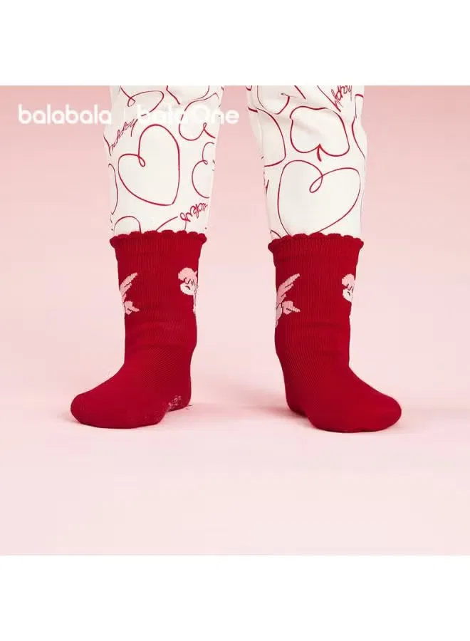 Balabala Носки детские хлопковые с жаккардовым узором, 5 пар, красные