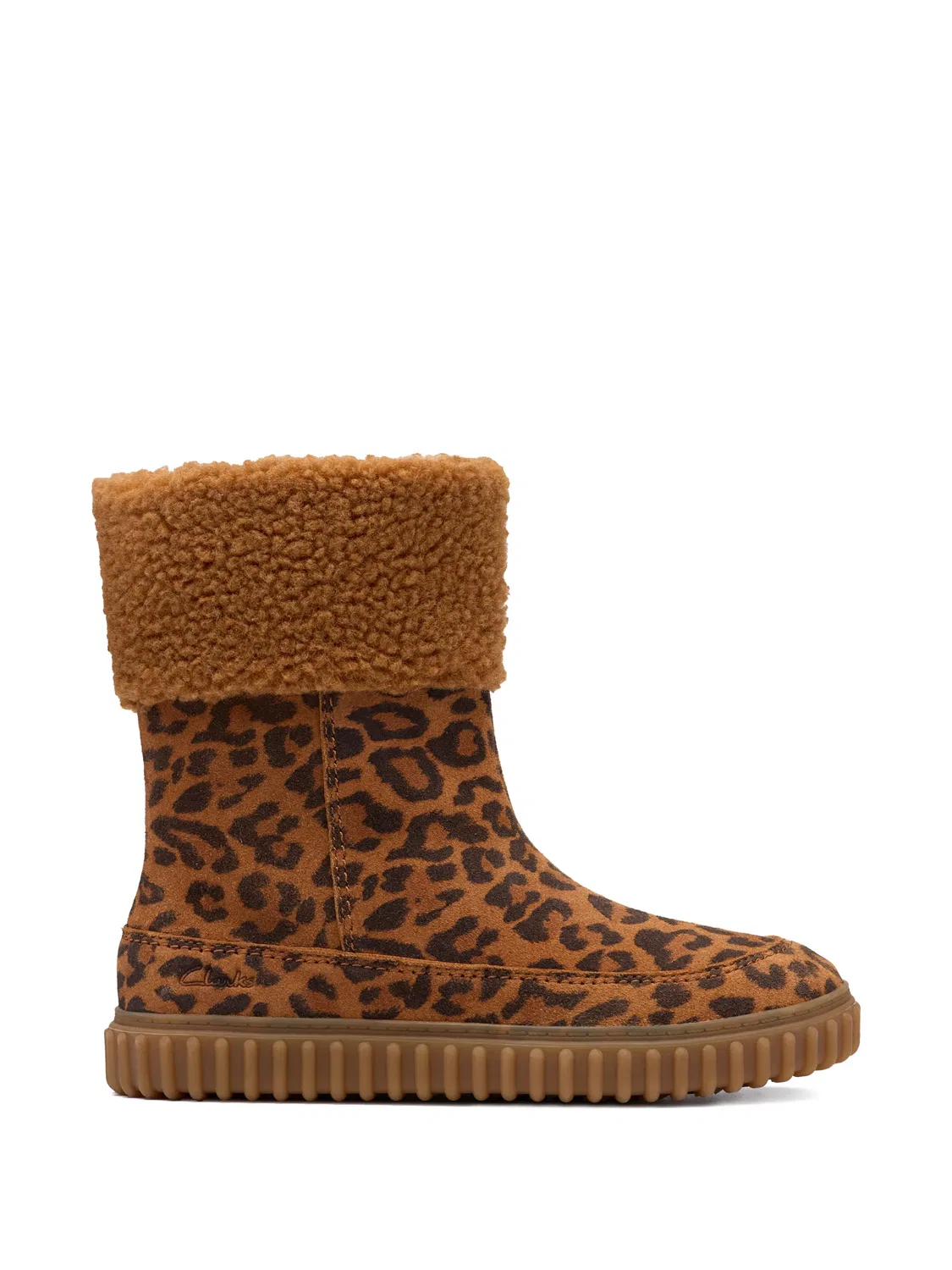 Зимние сапоги Cove Snug с леопардовым принтом Clarks Kids, коричневый