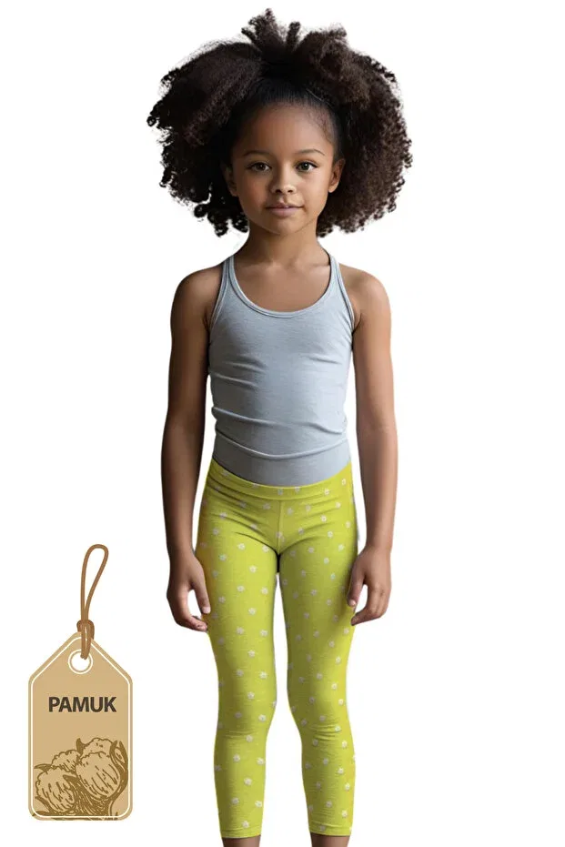 Детские леггинсы для девочек с принтом Mk Mukko Kids, Neon Yellow — фото 4
