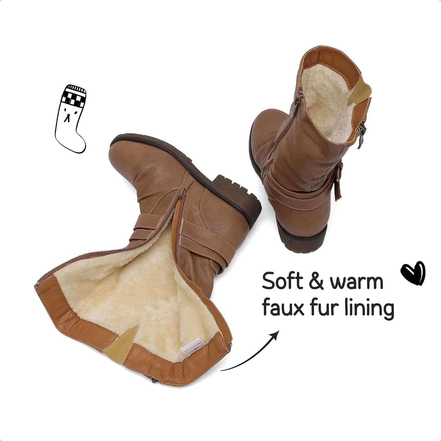 Детские сапоги для девочек с высоким голенищем DREAM PAIRS, Camel — фото 3