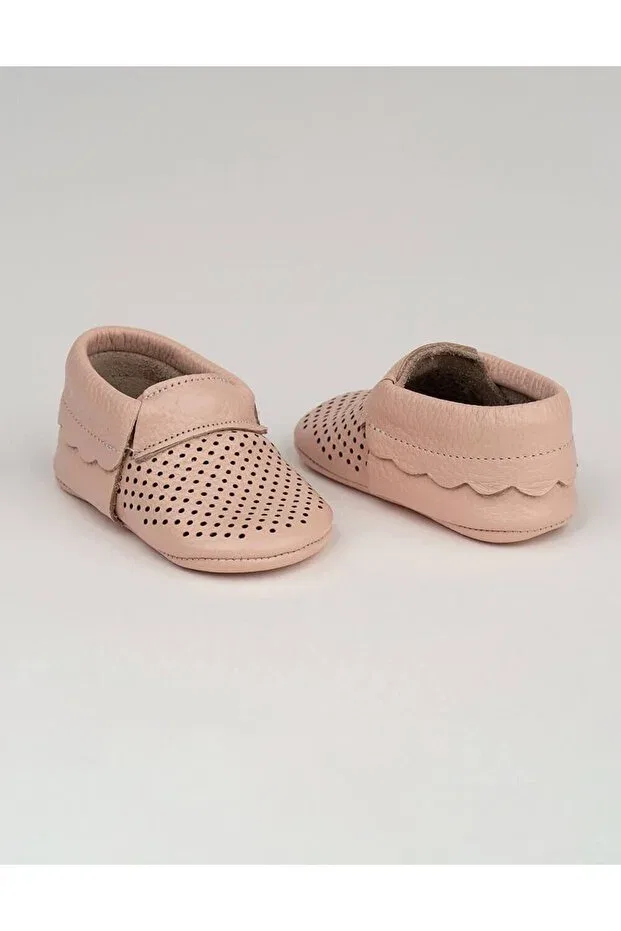 Детские мокасины из натуральной кожи с текстурой Baby Moccasin Beybium, Powder — фото 4