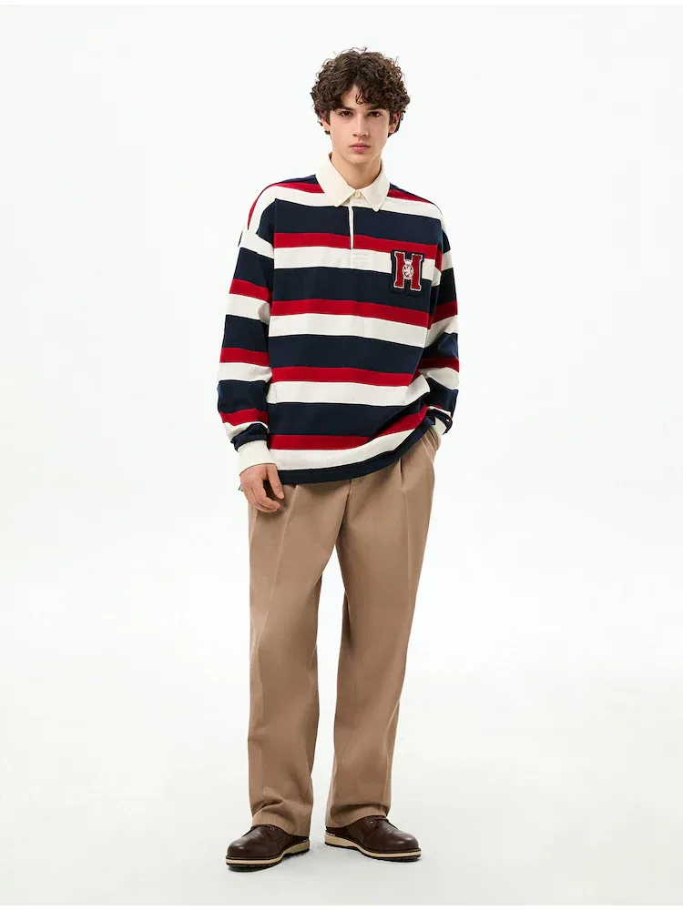 Футболка с длинным рукавом поло, полосатая, Crest Stripe Rugby TOMMY HILFIGER, Ivory — фото 2