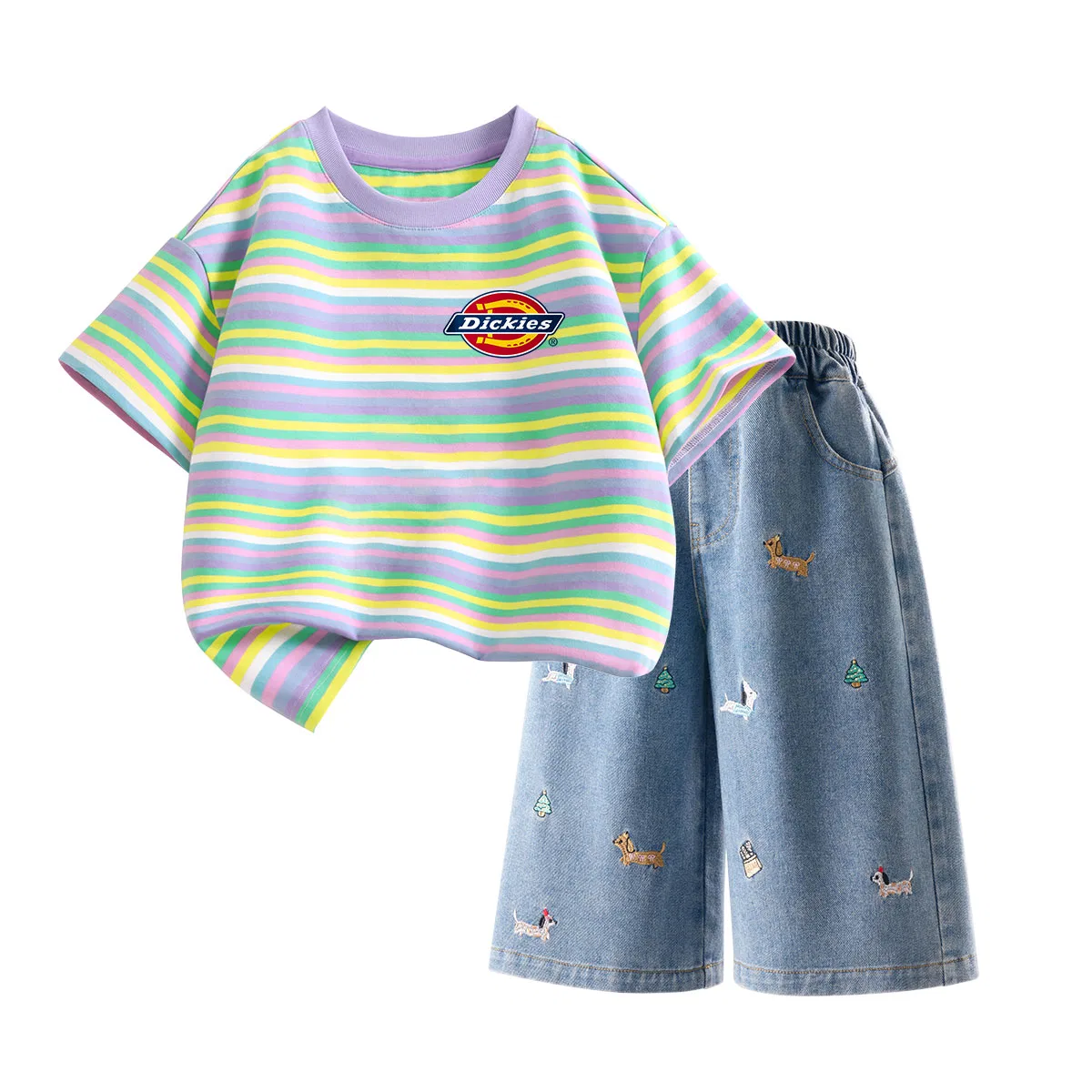 Детский спортивный комплект с круглым вырезом Sweetheart Green+Solid Color Denim Blue, Dickies — фото 3