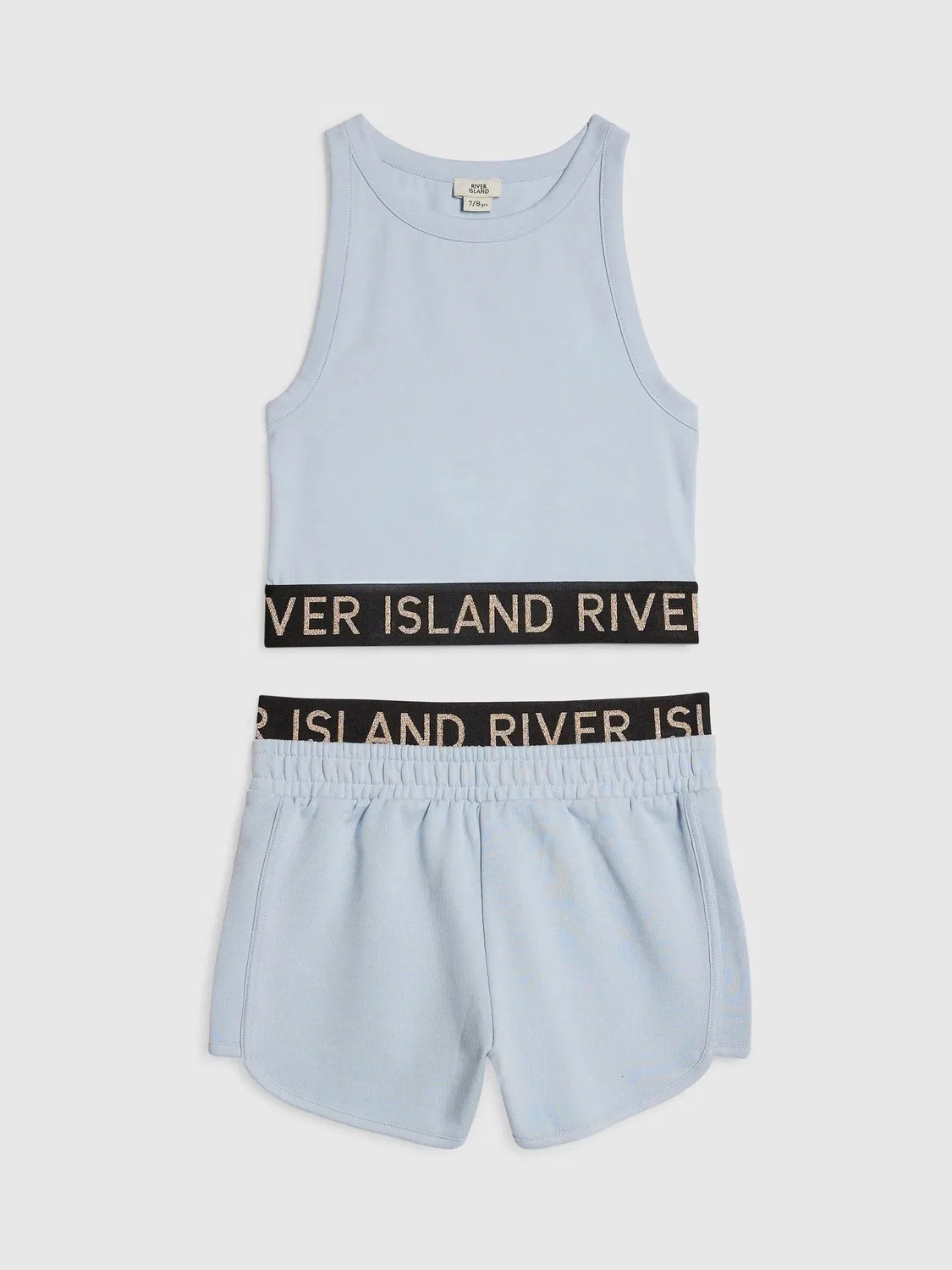 Комплект из топа и шорт, логотип River Island, синий