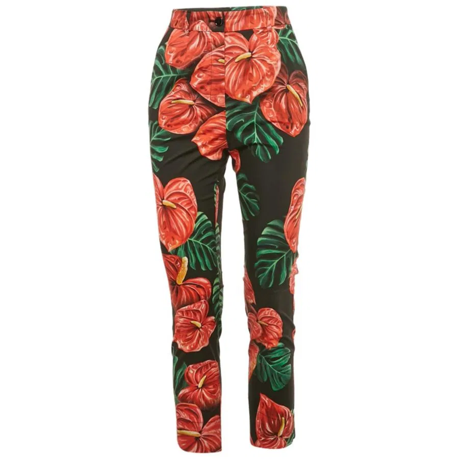 Женские брюки с принтом Anthurium Print Dolce & Gabbana, Black