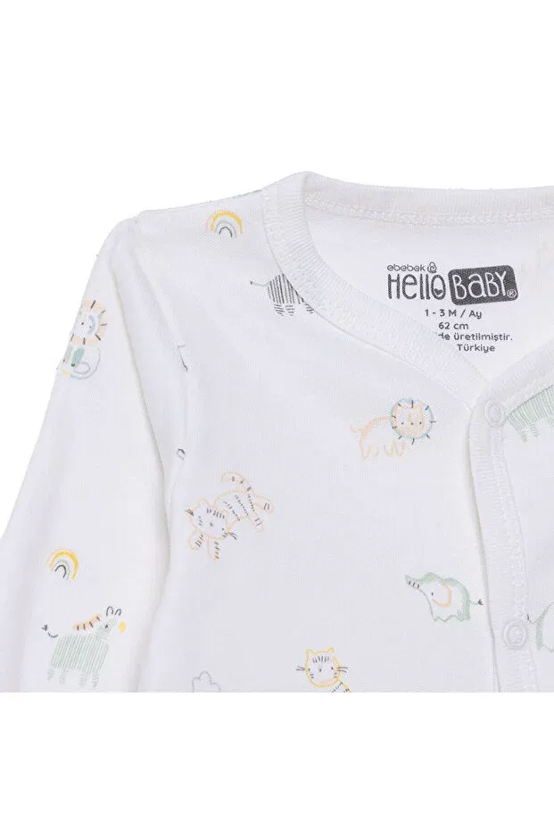 Детский комбинезон для мальчиков с принтом Ebebek Hello Baby, White Printed — фото 3