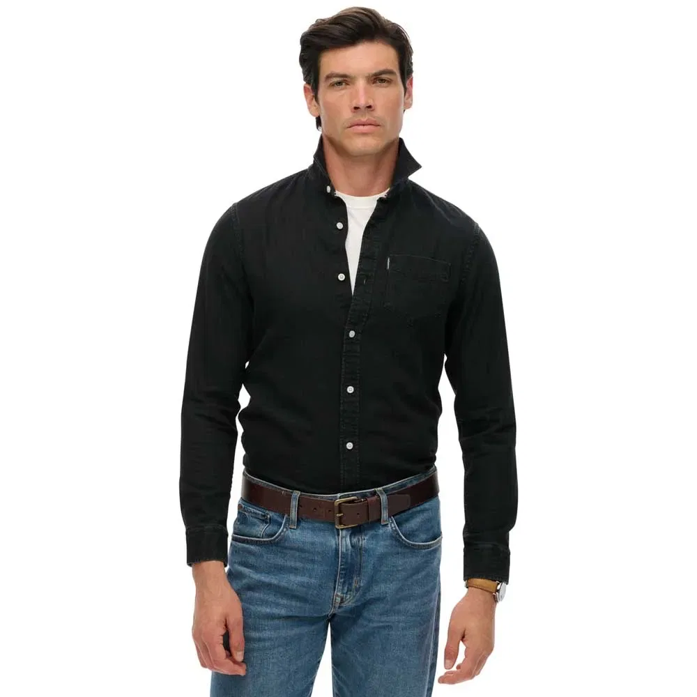 Рубашка с длинным рукавом Essentials Superdry, черный