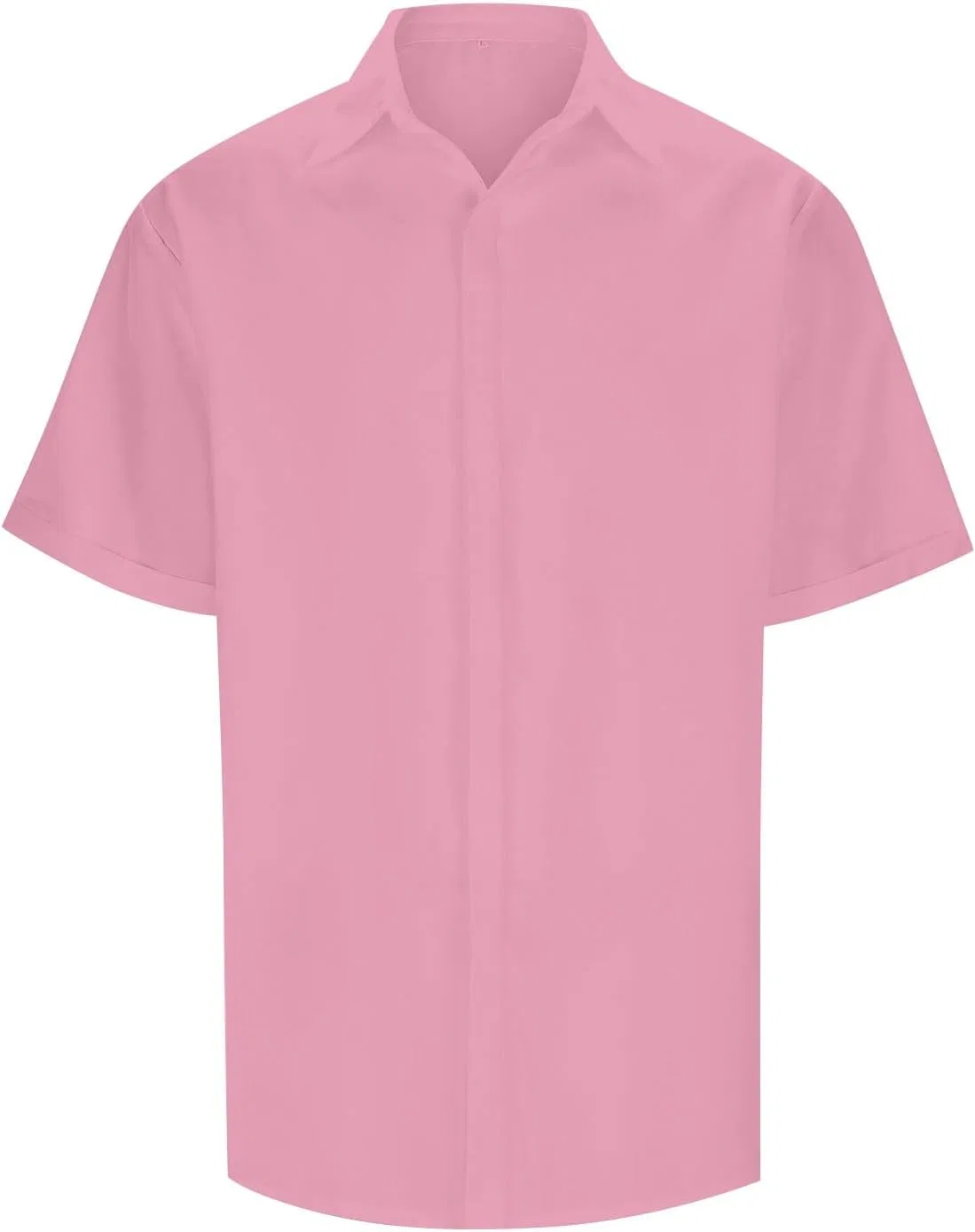 Мужская рубашка с коротким рукавом, легкая, на пуговицах, Polyester and cotton, B- Pink