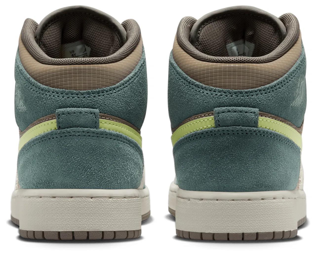Кроссовки для мальчиков AJ 1 Mid SE Uni Jordan, цвет Khaki/Light Lemon Twist/Hasta — фото 3