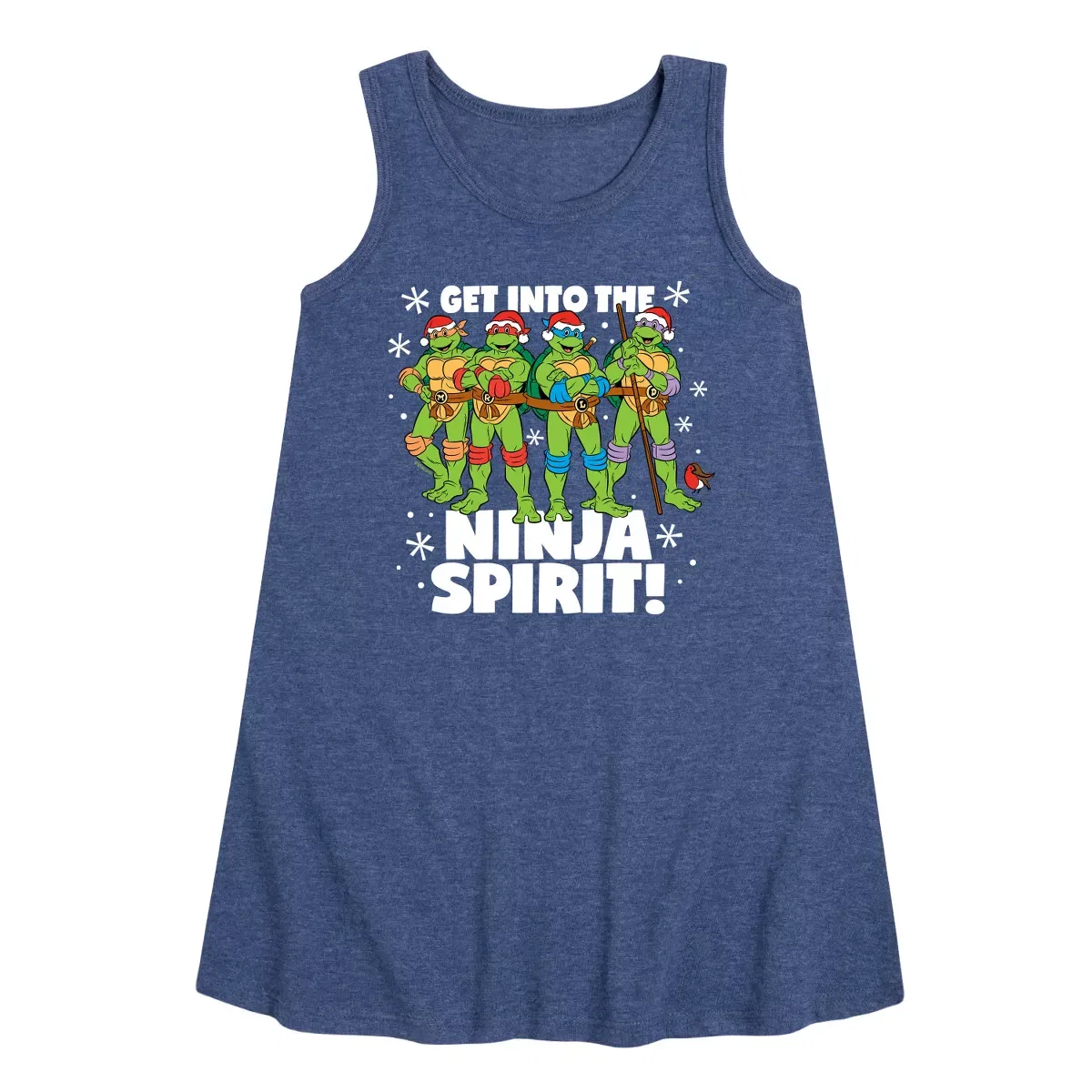 Детское платье-трапеция без рукавов Get Into The Ninja Spirit Teenage Mutant Ninja Turtles, Heather Navy