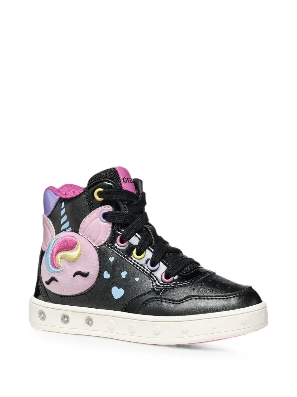Кроссовки Skylin с нашивкой в виде единорога Geox Kids, черный