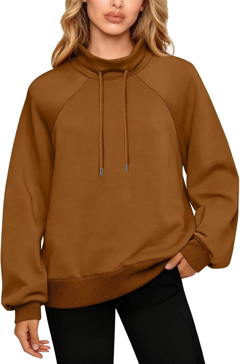 Женский свитшот с хомутом-стойкой Oversized Fleece Pullover, коричневый