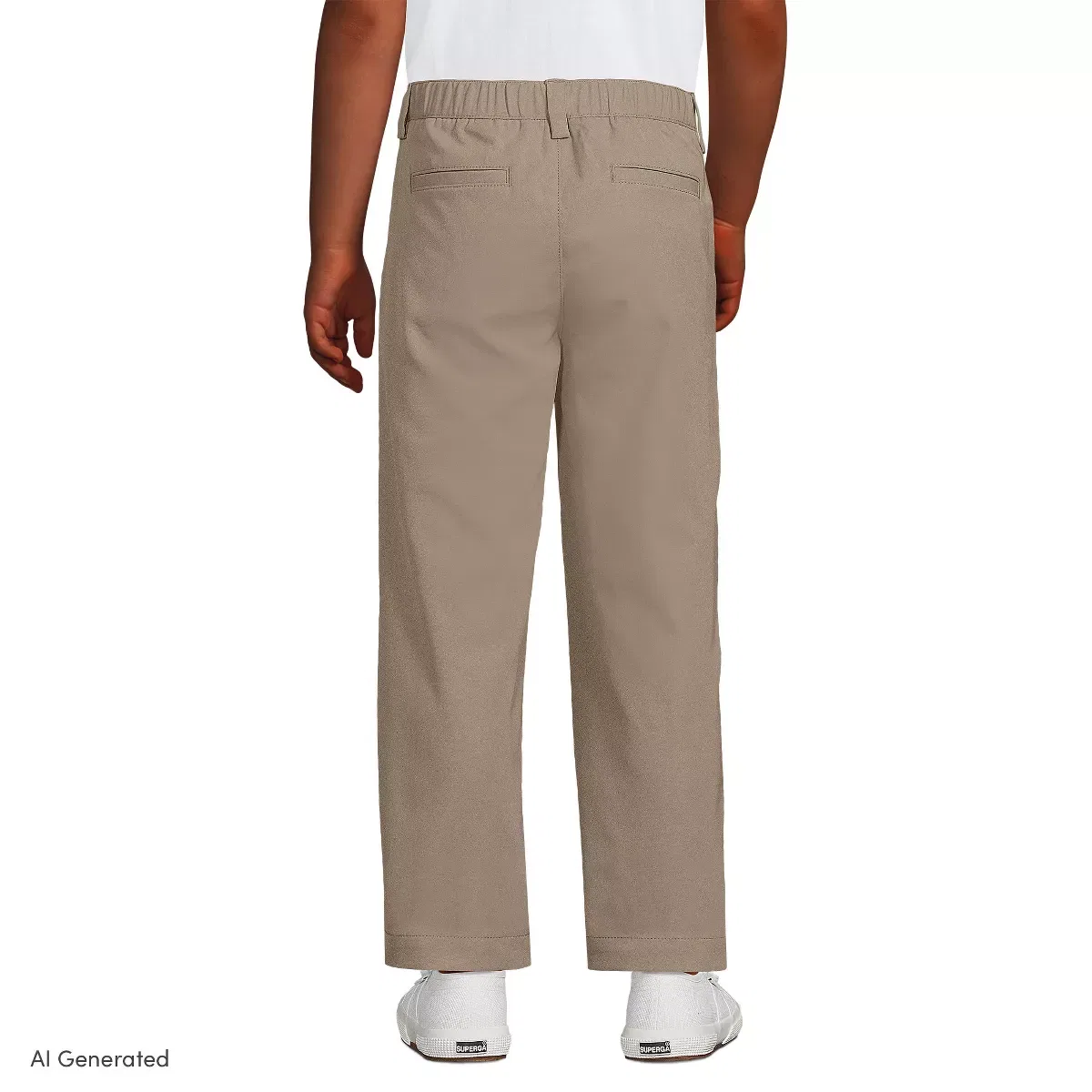 Детские брюки Active Chino с влагоотводящей отделкой Lands' End, Khaki — фото 2